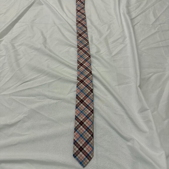Original Penguin Men’s Tie Red Blue Plaid Slim Necktie - Picture 1 of 4